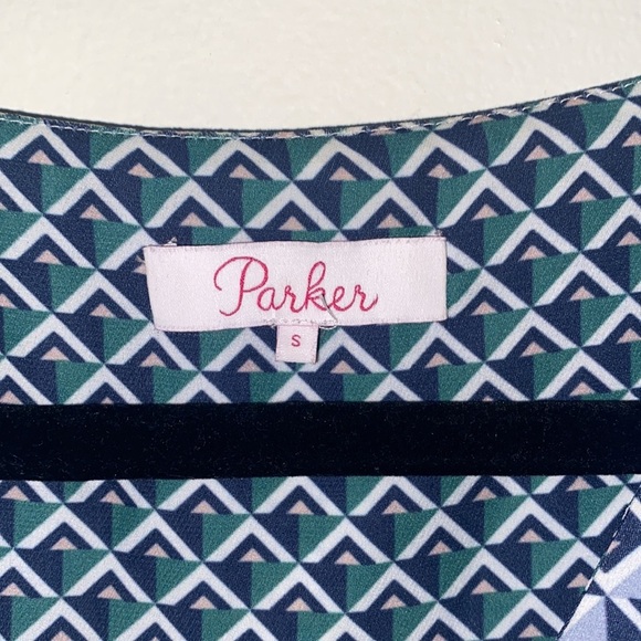 Parker Mini Dress geometric print w/ cinched waist sz Small - Picture 7 of 11